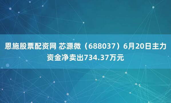 恩施股票配资网 芯源微（688037）6月20日主力资金净卖出734.37万元