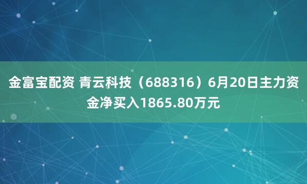 金富宝配资 青云科技（688316）6月20日主力资金净买入1865.80万元